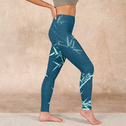 Buddha Stones Lush Turquoise Bamboo Panda Pattern Gym Leggings Women's Yoga Pants