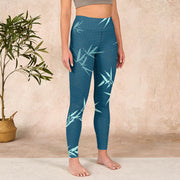 Buddha Stones Lush Turquoise Bamboo Panda Pattern Gym Leggings Women's Yoga Pants Leggings BS 3