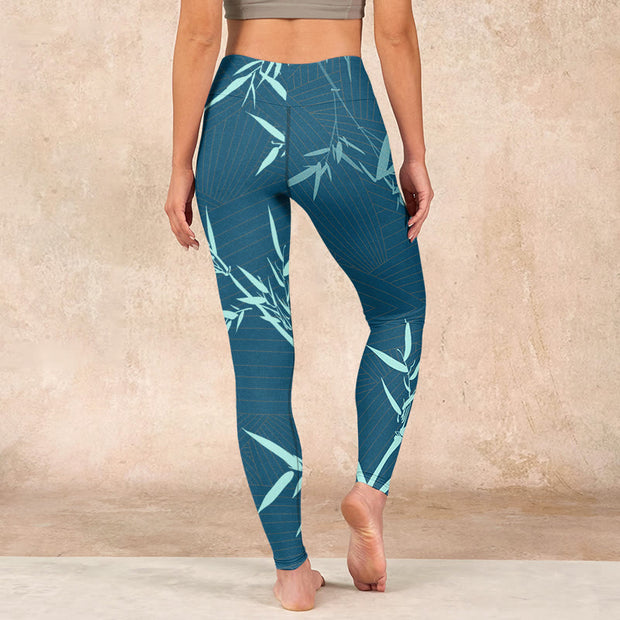 Buddha Stones Lush Turquoise Bamboo Panda Pattern Gym Leggings Women's Yoga Pants - image 15