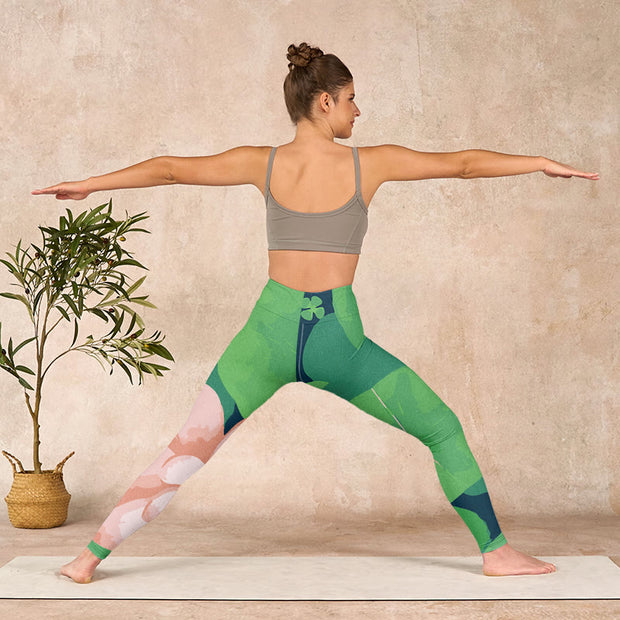 Buddha Stones Green Lotus Flower Leaf Print Sports Fitness Leggings Women's Yoga Pants - image 11