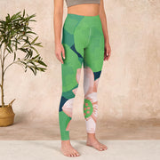 Buddha Stones Green Lotus Flower Leaf Print Sports Fitness Leggings Women's Yoga Pants - image 4