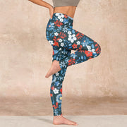 Buddha Stones Red White Flower Dandelion Print Gym Fitness Leggings Women's Yoga Pants - image 17
