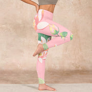 Buddha Stones Pink Lotus Flower Leaf Print Gym Fitness Leggings Women's Yoga Pants - image 16