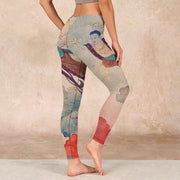 Buddha Stones Dunhuang Flying Apsaras Auspicious Clouds Print Fitness Leggings Women's Yoga Pants