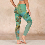Buddha Stones Chinese Style Green Mountains Landscape Print Lycra Fabric Fitness Leggings Women's Yoga Pants - image 4