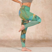 Buddha Stones Chinese Style Green Mountains Landscape Print Lycra Fabric Fitness Leggings Women's Yoga Pants - image 16