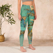 Buddha Stones Chinese Style Green Mountains Landscape Print Lycra Fabric Fitness Leggings Women's Yoga Pants Leggings BS 2