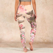 Buddha Stones Pink Sakura Antique Building Print Fitness Leggings Women's Yoga Pants - image 15