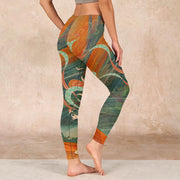 Buddha Stones Dunhuang Flying Apsaras Print Gym Leggings Women's Yoga Pants