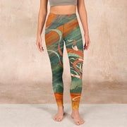 Buddha Stones Dunhuang Flying Apsaras Print Gym Leggings Women's Yoga Pants Leggings BS 1