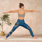 Buddha Stones Dark Blue Flowers In Bloom Print Sports Leggings Women's Yoga Pants - image 11