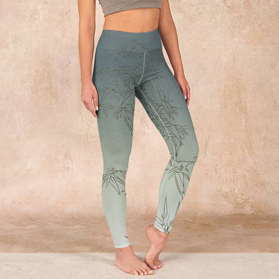 Buddha Stones Bamboo Leaves Sketch Print Sports Leggings Women's Yoga Pants - Gainsboro - US18，UK/AU22，EU50 (4XL) - image 1