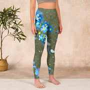 Buddha Stones Blue Flowers Butterflies Print Gym Leggings Women's Yoga Pants