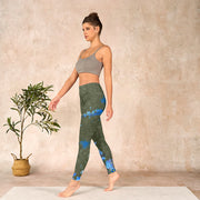 Buddha Stones Blue Flowers Butterflies Print Gym Leggings Women's Yoga Pants