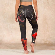 Buddha Stones Red Roses Print Gym Leggings Women's Yoga Pants - image 15