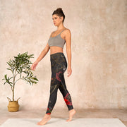 Buddha Stones Red Roses Print Gym Leggings Women's Yoga Pants - image 13