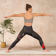 Buddha Stones Red Roses Print Gym Leggings Women's Yoga Pants - image 11