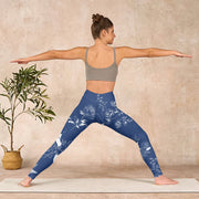 Buddha Stones Blue Rose Butterfly Print Sports Leggings Women's Yoga Pants