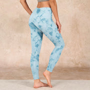 Buddha Stones Light Blue Tie-dye Print Gym Fitness Leggings Women's Yoga Pants