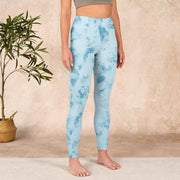 Buddha Stones Light Blue Tie-dye Print Gym Fitness Leggings Women's Yoga Pants