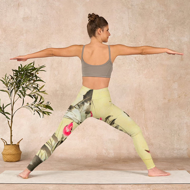 Buddha Stones Pink Blooming And Unbloomed Lotus Print Gym Leggings Women's Yoga Pants - image 11