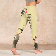 Buddha Stones Pink Blooming And Unbloomed Lotus Print Gym Leggings Women's Yoga Pants Leggings BS 4