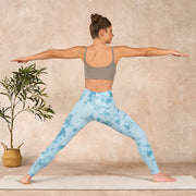 Buddha Stones Light Blue Tie-dye Print Gym Fitness Leggings Women's Yoga Pants Leggings BS 11