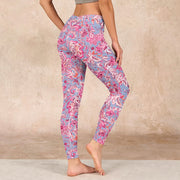 Buddha Stones Pink Flowers Print Gym Fitness Leggings Women's Yoga Pants - image 3