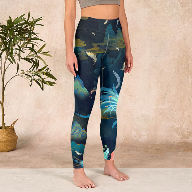 Buddha Stones Mountains Phoenix Feather Exercise Leggings Women's Yoga Pants - image 4