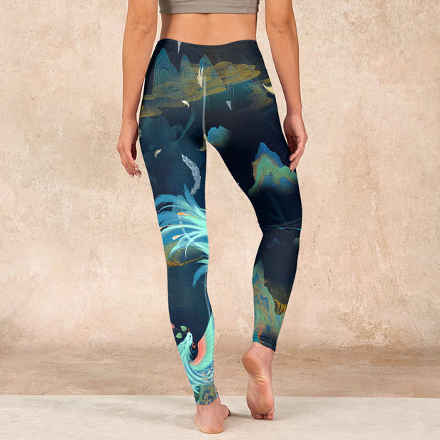 Buddha Stones Mountains Phoenix Feather Exercise Leggings Women's Yoga Pants