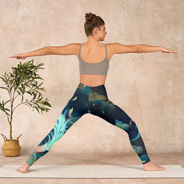 Buddha Stones Mountains Phoenix Feather Exercise Leggings Women's Yoga Pants - image 11