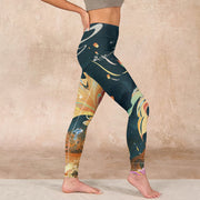 Buddha Stones Dark Slate Gray Double Koi Fish Sky Lantern Tower Exercise Leggings Women's Yoga Pants - image 17