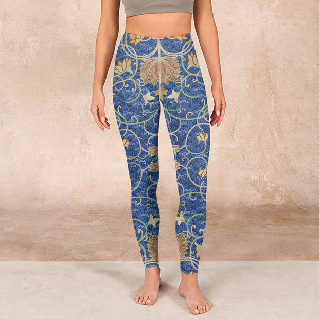 Buddha Stones Lotus Flowers Print Gym Leggings Women's Yoga Pants