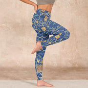 Buddha Stones Lotus Flowers Print Gym Leggings Women's Yoga Pants Leggings BS 15