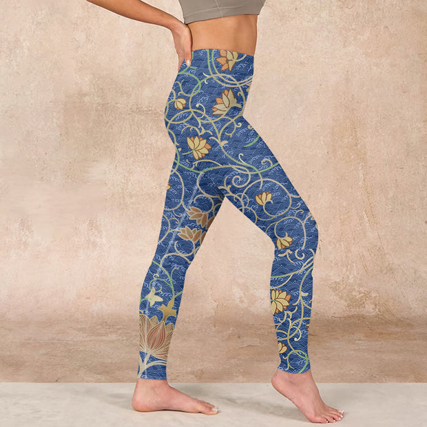 Buddha Stones Lotus Flowers Print Gym Leggings Women's Yoga Pants - image 16