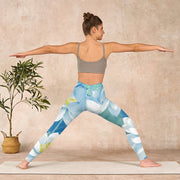 Buddha Stones Blue White Lotus Print Gym Leggings Women's Yoga Pants - image 12