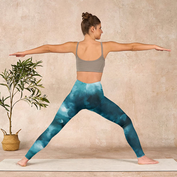 Buddha Stones Dark Green Cloud Gym Leggings Women's Yoga Pants - image 11