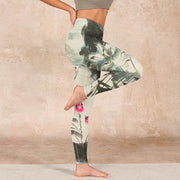 Buddha Stones Lotus Bamboo Leaves Print Gym Leggings Women's Yoga Pants - image 16