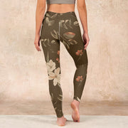 Buddha Stones Purple White Flowers Leaves Blossom Print Gym Fitness Leggings Women's Yoga Pants - image 32