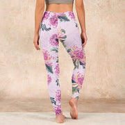 Buddha Stones Pink Chrysanthemum  Gym Leggings Women's Yoga Pants