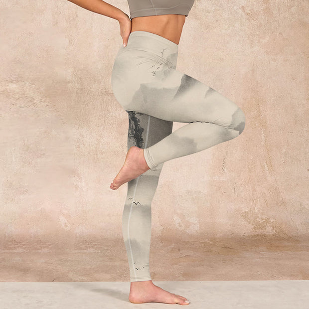 Buddha Stones Mountains Shrouded In Mist Wild Goose Gym Leggings Women's Yoga Pants - image 16