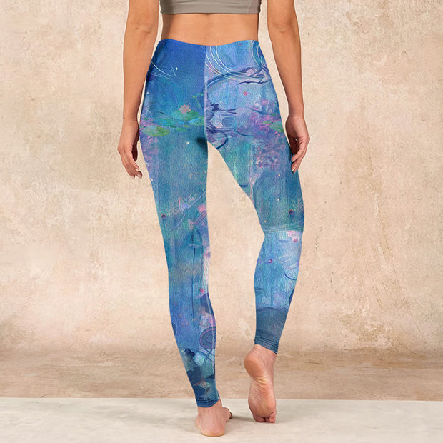 Buddha Stones Lotus Flowers Leaves Birds Gym Leggings Women's Yoga Pants