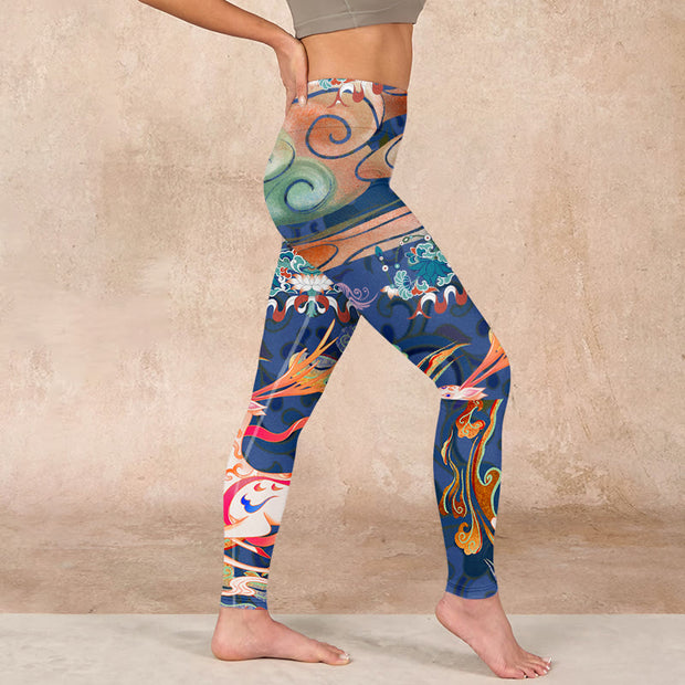 Buddha Stones Deer Auspicious Clouds Lotus Gym Leggings Women's Yoga Pants - image 17