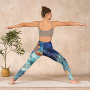 Buddha Stones Blue Dragon Auspicious Clouds Print Gym Leggings Women's Yoga Pants - image 11