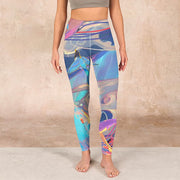 Buddha Stones Whales Swallows Waves Print Gym Leggings Women's Yoga Pants