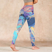 Buddha Stones Whales Swallows Waves Print Gym Leggings Women's Yoga Pants