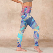 Buddha Stones Whales Swallows Waves Print Gym Leggings Women's Yoga Pants Leggings BS 14