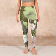 Buddha Stones Lotus Print Gym Leggings Women's Yoga Pants Leggings BS 1