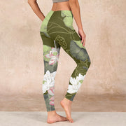 Buddha Stones Lotus Print Gym Leggings Women's Yoga Pants Leggings BS 2