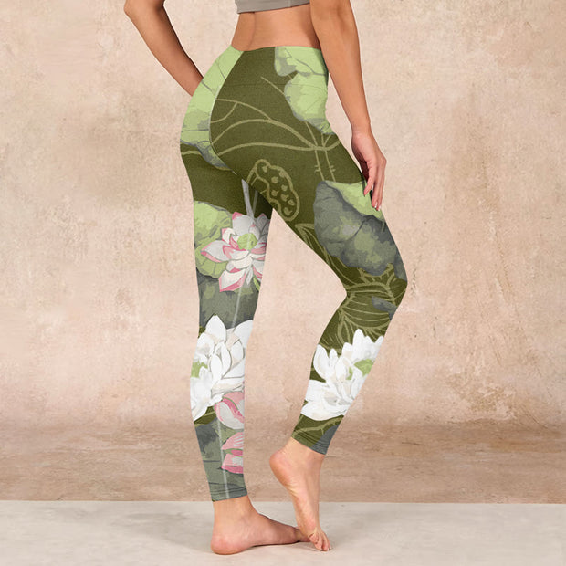 Buddha Stones Lotus Print Gym Leggings Women's Yoga Pants - image 3